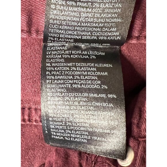 HM Jean short size 34 burgundy Denim zip button summer outdoor - Picture 7 of 8